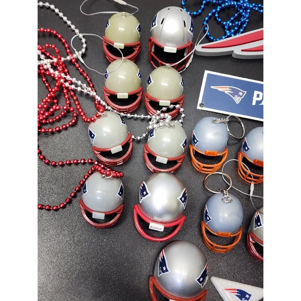 25 pc Patriots Fan Lot - Mini Helmet New England Necklace Keychain Ornament...